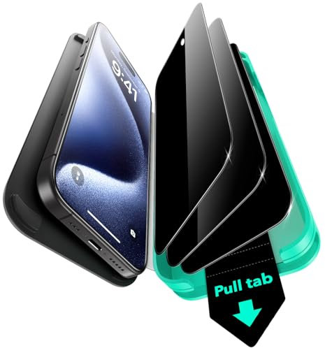 ESR für iPhone 15 Pro für Panzerglas Sichtschutz, HD klar, gehärtetes Glas mit einfacher Befestigung, automatisches Staubentfernungswerkzeug für iPhone 15 Pro, hüllenfreundlich, 3 Stück