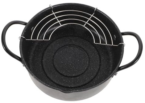 Ciieeo Padella Per Friggitrice Set Di Pentole Scola Incluso Struttura in Ferro Robusto Antiaderente Per Campeggio in Famiglia