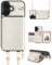 OCASE for iPhone 16 Case, PU Leather Crossbody Zipper Wallet Case with Wrist Strap Lanyard, Kickstand, RFID Blocking Card Slots, Shockproof Phone Cover for 6.1 Inch iPhone 16, White