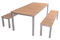 Garden Pleasure Tischgruppe Dallas Set 01, 3-TLG. Beige Gartenmöbel Sitzgruppe Teak FSC 100%, geölt Maße ca.: Tisch: L200xB90xH75cm, Bank: L180xB38xH45cm