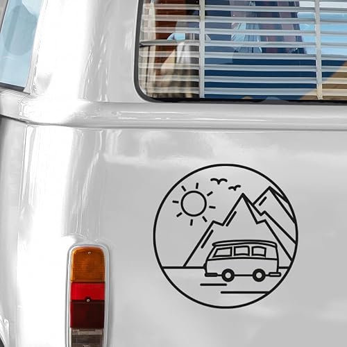 Camper-Van Aufkleber 'Berg Sonne Camper' Design | Vielseitige Sticker für Camping, Reisejournale & Mehr | Hochwertiges Vinyl