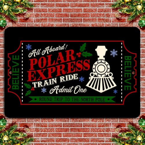 Polar Express-Ticket: Hin- und Rückfahrt zum Nordpol blechschilder retro mit sprüchen vintage home deko 12x8 inch/30x20cm
