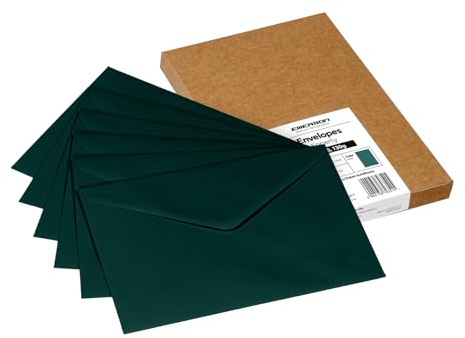 Emerson Briefumschläge bunte postkarten blanko DIN C5 (50 Stück) Kuvert, blanko karten zum selbstgestalten, Grußkarten ohne Fenster, Grußkarten, Hochzeitseinladungskarten - 130g 156x220 mm Dunkelgrün