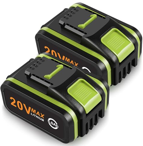 2 Pack 5000mAh 20V Battery for Worx, ASUNCELL Lithium ion Replacement Battery for 20V WA3551, WA3551.1 WA3553 WA3553.2 WA3641 WG629E WG546E WU268 WX166.4 Compatible with Worx Cordless Power Tools