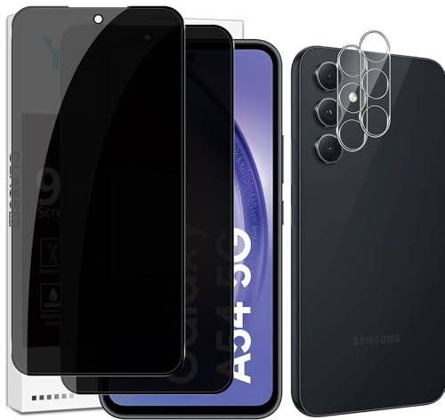 Yenwen Sichtschutzfolie für Samsung Galaxy A54 5G für Panzerglas, 2 Stück Sichtschutz und 2 Stück Kameraschutz, 9H Härte Privacy Schutzfolie Folie Anti Spy Blickschutzfolie