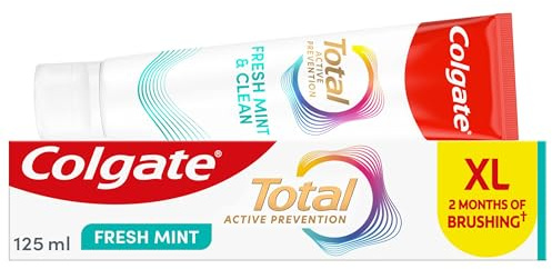 Colgate Total Active Prevention Fresh Mint Toothpaste 125ml | Fights Root Causes* of Many Oral Health Problems³ | 24h Antibacterial¹ Protection | clinically Proven | Patented² Technology