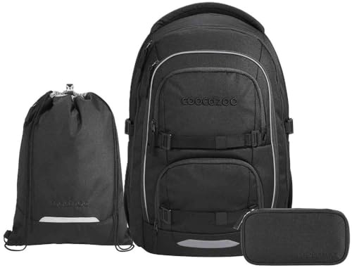 Coocazoo Porter Schulrucksack Set 3tlg. inkl. Sportbeutel (Black Coal)