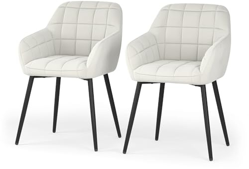 Vicco Esszimmerstuhl Relio, Beige, 53.5 x 55.5 cm 2er-Set, mit rutschfesten Bodenschonern und pflegeleichter Oberfläche