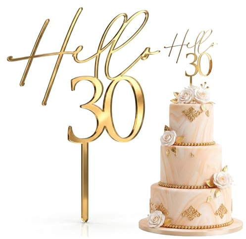 ZMaglorian 30 Geburtstag Deko Tortendeko, Gold Acryl Cake Topper für Männer & Frauen – Kuchen Deko zum 30. Geburtstag