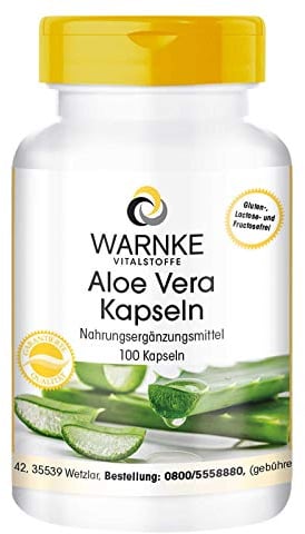 Aloe Vera Kapseln - 100 Kapseln - vegan & hochdosiert - Aloe Vera Extrakt 200:1 - entspricht 4000mg Aloe Vera | Warnke Vitalstoffe - Deutsche Apothekenqualität