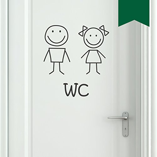 WANDKINGS WC Tür Aufkleber Frau & Mann im Smiley-Style 66 x 72 cm dunkelgrün - erhältlich in 33 Farben