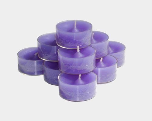 Dänische Teelichter im transparenten Plastikbecher, 10er-Beutel, flieder