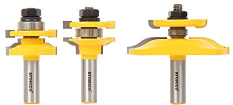 Yonico 12345 Ogee 3 Bit Raised Panel Cabinet Door Router Bit Set with Back-cutter Panel Raiser 1/2-Inch Shank