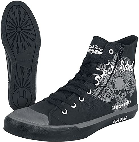 Rock Rebel by EMP Unisex Schwarze Sneaker mit Totenkopf-Print EU41