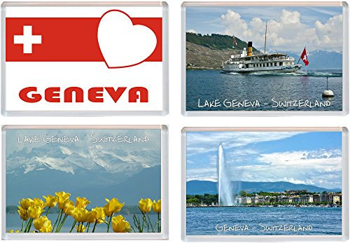 Geneva - Switzerland - 4 PACK - Jumbo Fridge Magnet/Magnets