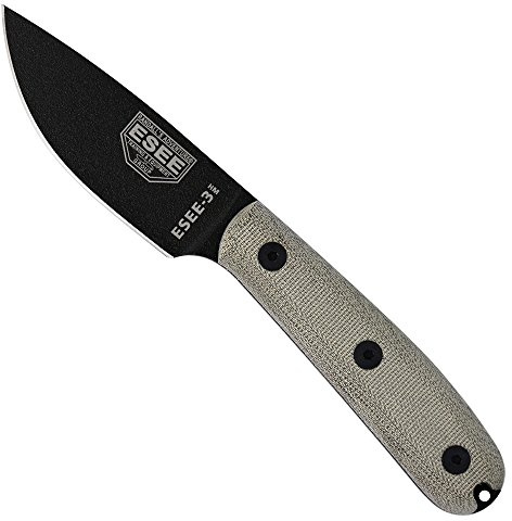 ESEE, Outdoormesser, Model 3 Traditional Handle, Klinge: 9,2 cm, Drop Point, Micarta, grün, Jagdmesser, Full Tang, Inklusive Kydex sheaht
