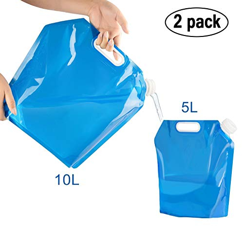 amison Lot de 2 jerricans pliables et portables pour l’eau potable (5 l + 10 l) Convient pour la randonnée, le camping, le pique-nique, les voyages, le barbecue