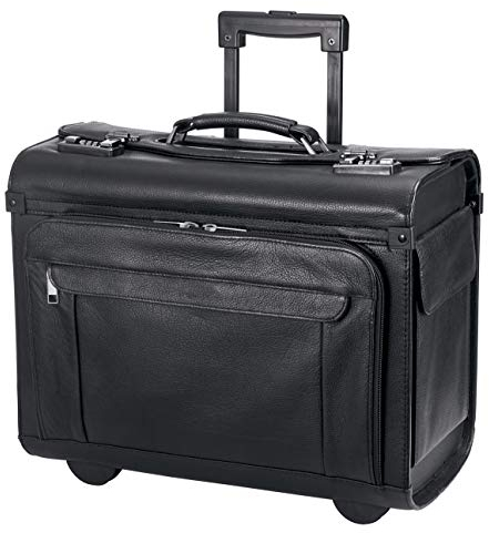 Bowatex Aktentrolley Aktenkoffer Pilotentrolley Pilotenkoffer Leder 46cm Schwarz