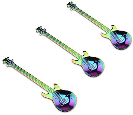 NANHONG 3 cuillères en acier inoxydable en forme de guitare