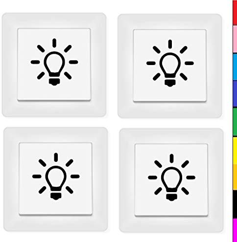 generisch Licht Schalter Beschriftung Set 4 Stück Lichtschalter Schalter Aufkleber (131/1/2/1) (dunkelgrau matt)
