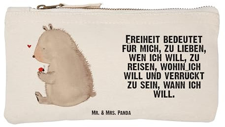 Mr. & Mrs. Panda Toiletry Bag Bär Marienkäfer Größe S Klein - Geschenk, Motivation, Liebe, Kulturbeutel, Kulturtasche, Das Leben Ist schön, Etui, Stiftemäppchen, Freiheit, kosmetiktäschchen, Teddy