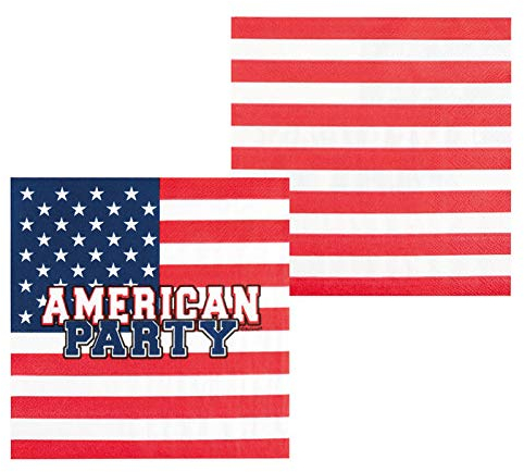 PARTY DISCOUNT Servietten USA Party, 12 Stück, ca. 33Cm