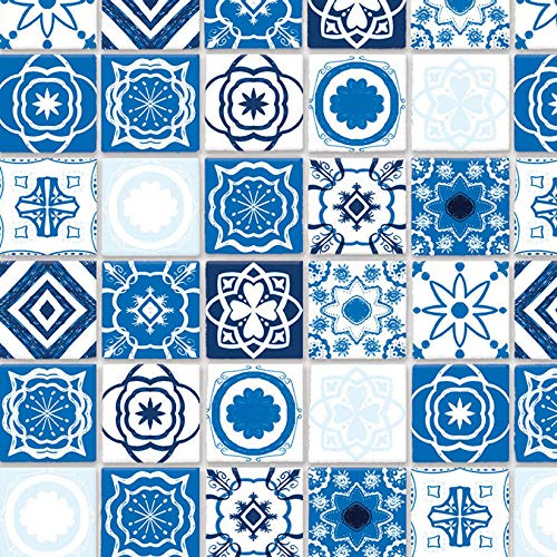 Tumdee Miniatures Dolls House 1:12th Scale A3 Embossed Blue Mediterranean Cladding Wallpaper Tiles