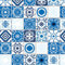 Tumdee Miniatures Dolls House 1:12th Scale A3 Embossed Blue Mediterranean Cladding Wallpaper Tiles