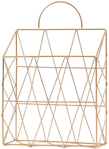 FülleMore Zeitungshalter Magazinhalter aus Metall Wand Tür hängend Zeitungsständer Zeitschriftenständer Tisch Bücherregal für Badezimmer Küche Büro(37.5x25x10cm) (Rosengold)