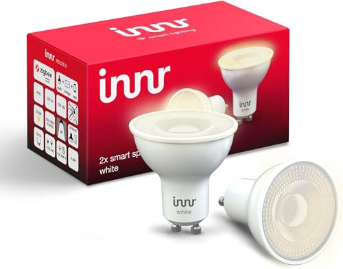 innr Ampoule Connectée Zigbee GU10, Fonctionne avec Hue* et Alexa (Pont Requis), Spot Blanc Chaud, LED Lampe, Intensité Variable, 380 lumens - 2 Pack