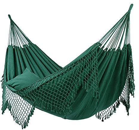 Tropilex Südamerikanische Hängematte Doppel | Handgefertigt | Fairtrade | 'Sublime' Green| Flexibel & Belastbar | Perfekt für den Garten, Camping und auf Reisen geeignet