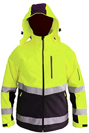 Consorte SNOW HAWK Softshell Arbeitsjacke isoliert Membran wasserdicht 3.000 winddicht atmungsaktiv 3.000 Kapuze Outdoor isoliert Hi-Vis Funktionale Winter Jacke herren reflektierende Damen Gelb (M)