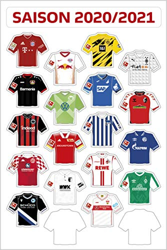 VIKEVO Am Ball Com 1. Bundesliga Magnettabelle - Magnet-Set der Trikots (2020/21)