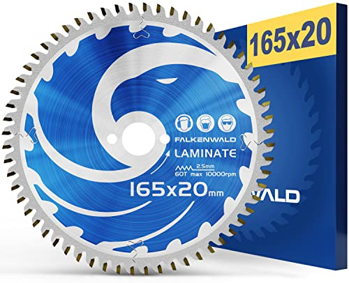 FALKENWALD Kreissägeblatt 165x20 ideal für Laminat - Kompatibel mit Sägeblatt 165x20 und Bosch Sägeblatt 165 x 20 - Laminat Kreissägeblatt 165 x 20