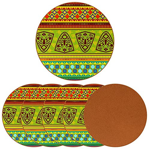 Set von 6 Untersetzern rund Leder Getränk Urlaub Kaffee Tasse Matte für Holztisch Stamm Afrika Geschenk zum Geburtstag