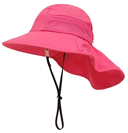 SEYUFN Baby Sonnenhut Mädchen Jungen Halskappe Kinderschutz Eimer Hüte Atmungsaktiver Baby Mädchen Strandhut Kleinkind Sommerhut (M(2-6 Jahre), C-Rosarot)