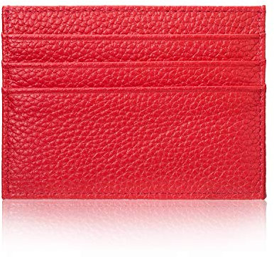 YEHMAN Porte Carte Anti RFID en Cuir de Vachette véritable 7 emplacements Carte de crédit Minimaliste Ultra Plat pour Veste, Pantalon (Rouge RFID)