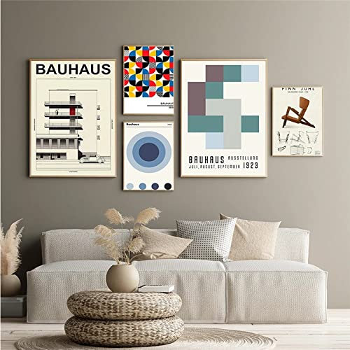 Hnyjyfa Bauhaus Poster Abstrakte Linien Geometrie Wand Bilder Modernes Bauhaus 1923 Ausstellungs poster Boho Vintage Bauhaus Design Kunstdrucke Galerie Minimalistisches Gemäldewerk Deko 0224087