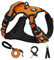 NESTROAD Hundegeschirr Mittelgroße Hunde Orange, Größe M Anti Zieh Geschirr für Hunde Mittel, Halsumfang 33~43CM Brustumfang 43~64CM, Hundesicherheitsgurt Sicherheitsgeschirr Hund Gepolstert