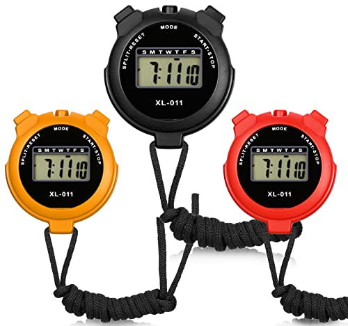 Dacitiery Lot de 3 chronomètres de sport, chronomètre numérique avec compte à rebours, calendrier, alarme, multifonction, résistant aux chocs, la course à pied, l'entraînement sportif
