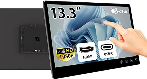GeChic Touch Monitor 13,3 Zoll T131A Einbau Touchscreen Monitor mit HDMI/USB Typ-C (DP Alt) FHD kapazitiver Touchscreen, VESA 75 für Systemintegration/POS/Kiosk Automat
