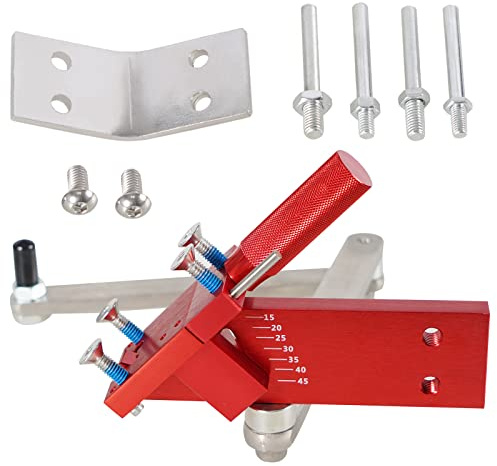 RACTOP Adjustable 15°- 45°Lawn Mower Blade Sharpener - Ergonomic Home & Commercial Sharpening Balancer Bracket Tool Kit for Professional Lawnmower Blades Replacement for 5005 - Red