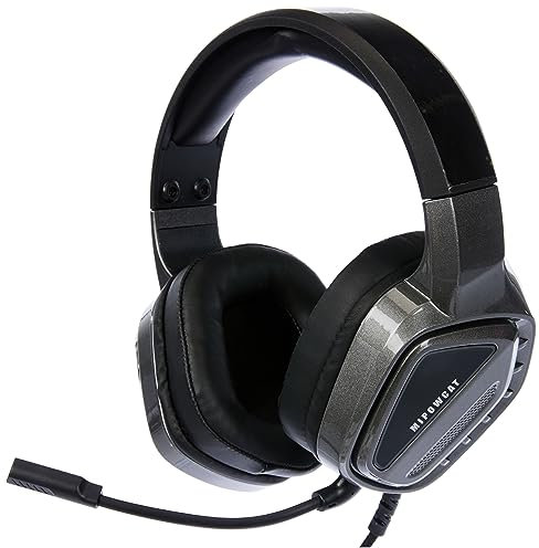 MIPOWCAT R18 - Auriculares para Videojuegos con Cable, Doble Bobina de oscilación RGB para PC, Puerto USB/3,5 mm Compatible con PC, Xbox, PS4, PS5, Switch - Negro