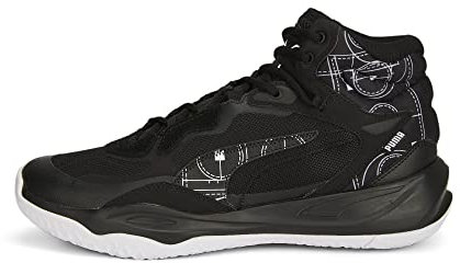 PUMA Herren Playmaker Pro Mid Sneaker, Courtside White Black, 44 EU