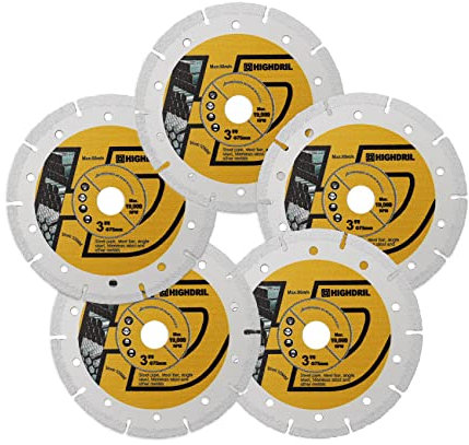 HIGHDRIL 75mm Disque Diamant - 5 pièces 75mm x 10mm Disques de Coupe pour Métal, Fer, Tube d'acier,Acier inoxydable, Tôle d'acier, Acier d'angle, pour Bosch GWS 10.8-76