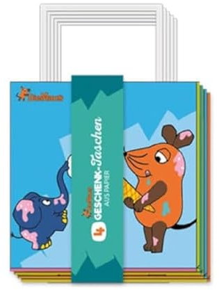 Trötsch die Maus Papiertaschenset medium 4er Set: Tragetasche Papiertüte Geschenktüte Henkeltasch