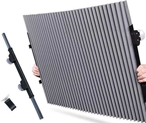 Auto Accessori Lupex - Automatischer einziehbarer Sonnenschutz für die Frontscheibe für Auto und SUV, Universalvisier, 155 x 70 cm, mit Saugnapf, Wärmedämmung, UV-Schutz