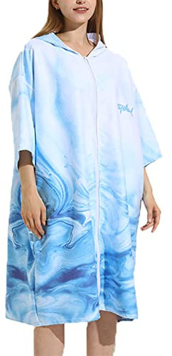 INDIRAN Surfing Regenponcho, Mit Reißverschluss Strand Tauchen Schwimmen Surfen Umkleide Bademantel Erwachsene Jugendliche Umkleidekabine mit Kapuze Handtuch