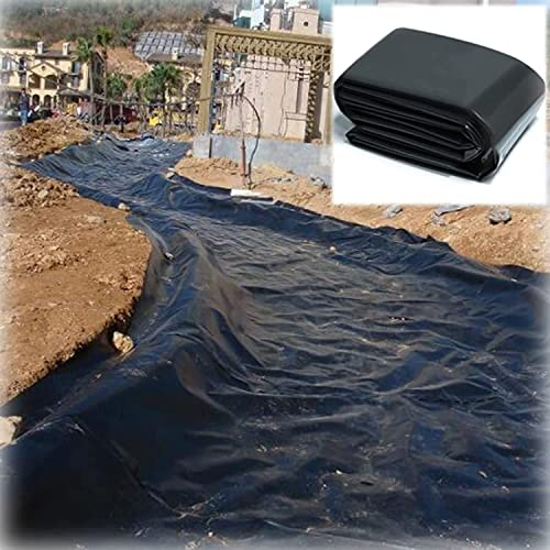 DECAKE Teichfolie, schwarz, 2 x 2 m, 4 x 3 m, 6 m x 4 m, 10 m x 10 m, Flexible Koi-Fisch-Unterlage, robuste HDPE-Zierteichfolie für Wasserfall, Garten, Wasser, Pool, Springbrunnen, Wildti