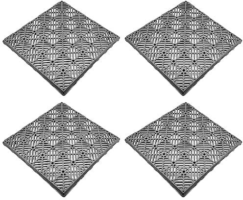 ACAN Tradineur - Confezione da 4 piastrelle per esterni, in plastica, per piscina, terrazze, giardino, smontabile e antiscivolo, 30 x 30 cm, colore: grigio